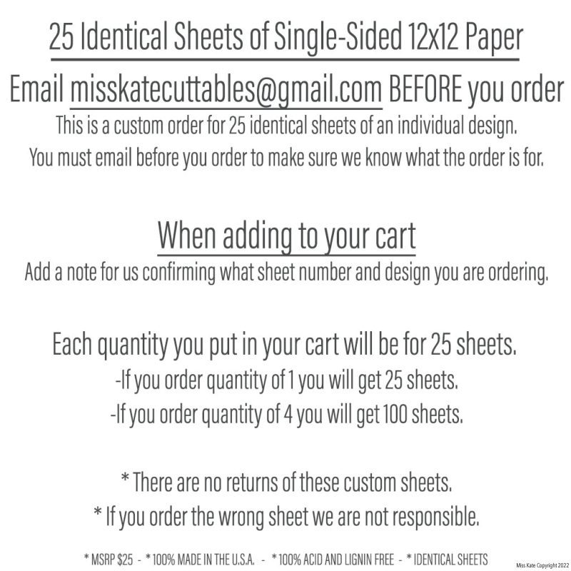 25 identical sheets of single sided 12x12 paper 967