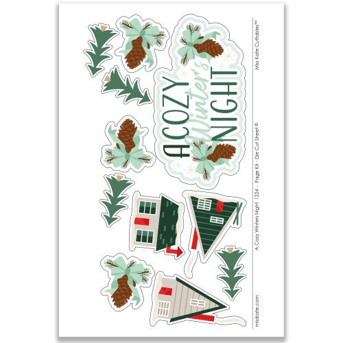 A Cozy Winters Night 1224 12x12 scrapbook page kit die cuts ephemera sheet