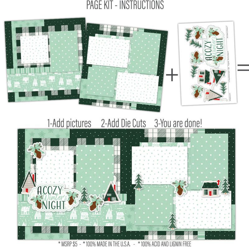 A Cozy Winters Night 1224 12x12 scrapbook page kit instructions