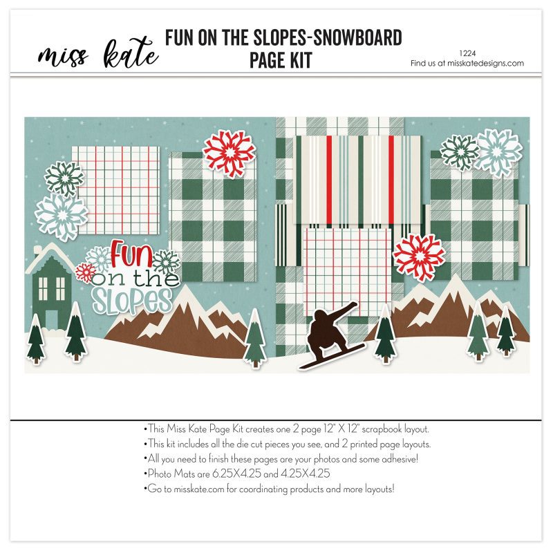 Fun on the Slopes Snowboard 1224 12x12 scrapbook page kit cover