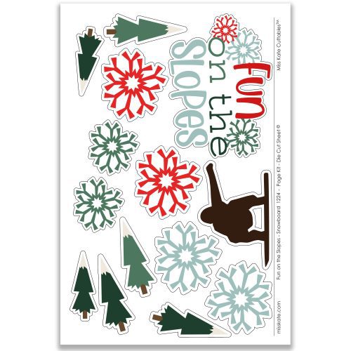 Fun on the Slopes Snowboard 1224 12x12 scrapbook page kit die cuts ephemera sheet