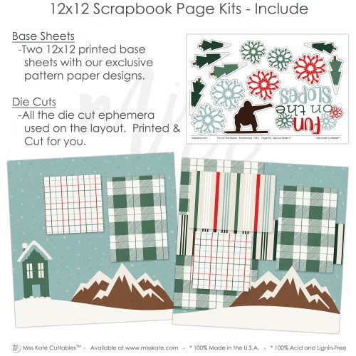 Fun on the Slopes Snowboard 12x12 scrapbook page kit includes cab0355e b815 45a7 8f44 f909da6182f6