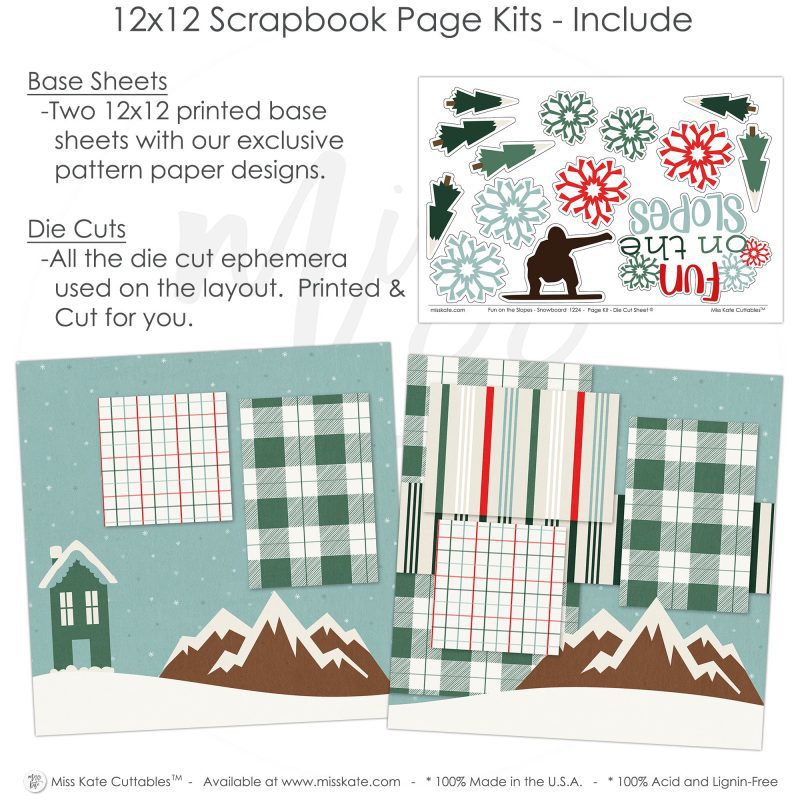 Fun on the Slopes Snowboard 12x12 scrapbook page kit includes cab0355e b815 45a7 8f44 f909da6182f6