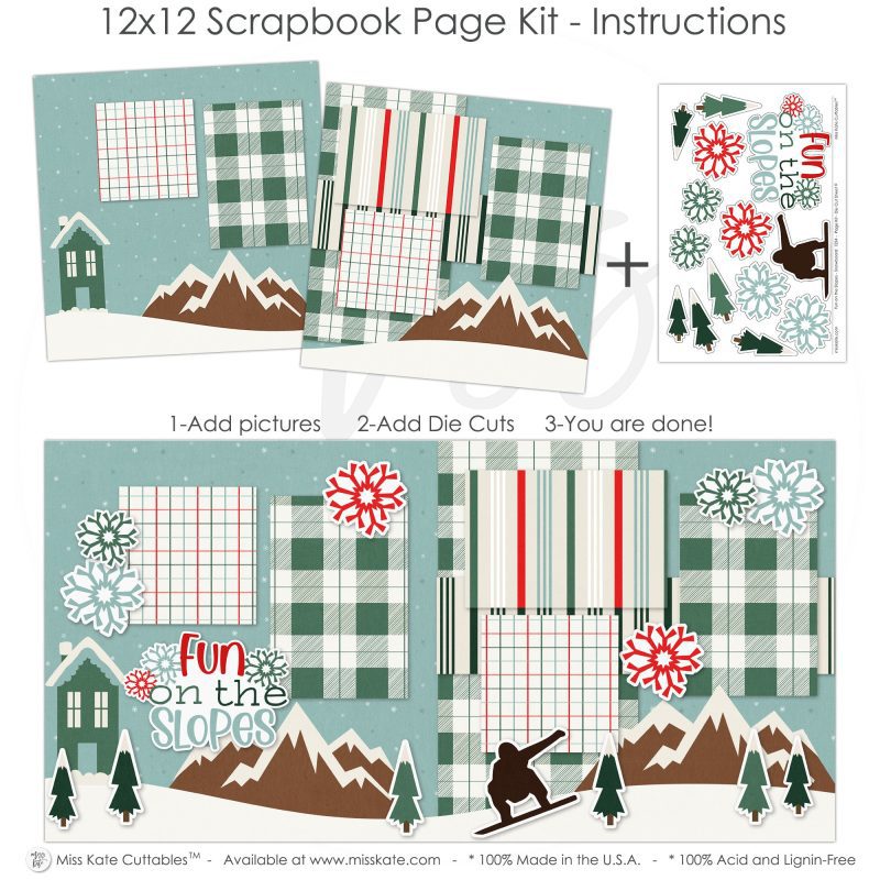 Fun on the Slopes Snowboard 12x12 scrapbook page kit instructions 8fcdb9e5 1443 495c adac 065b587c415b