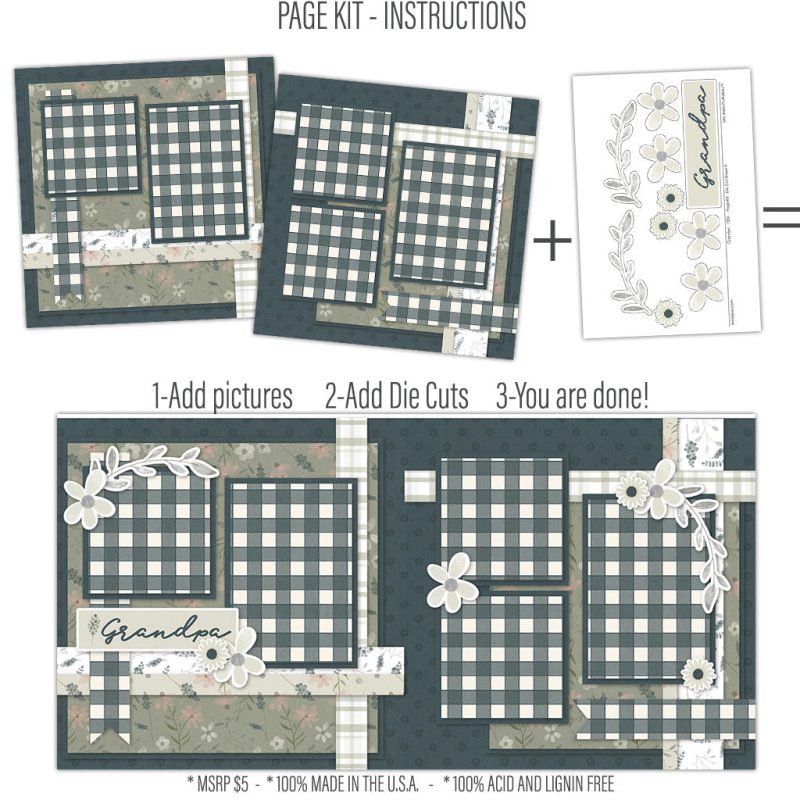 Grandpa 1224 12x12 scrapbook page kit instructions