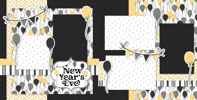 New Years Eve 1224 12x12 scrapbook page kit both pages