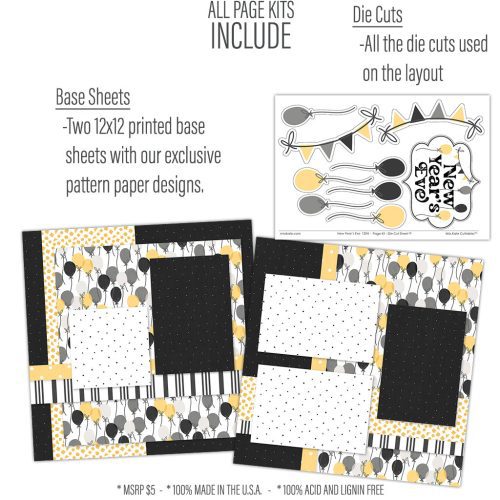 New Years Eve 1224 12x12 scrapbook page kit includes