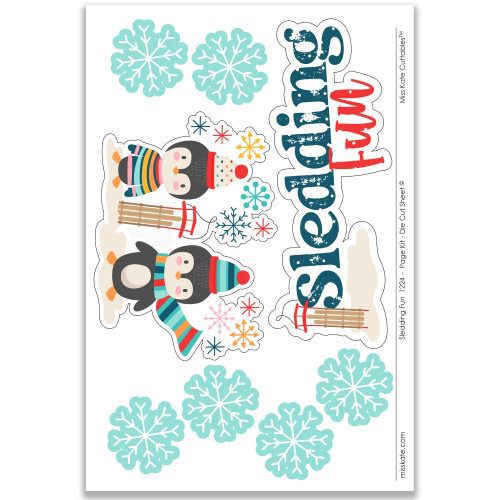 Sledding Fun 1224 12x12 scrapbook page kit die cuts ephemera sheet