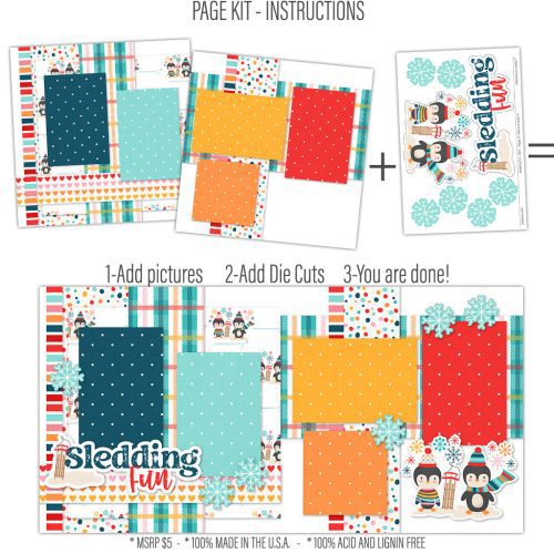 Sledding Fun 1224 12x12 scrapbook page kit instructions