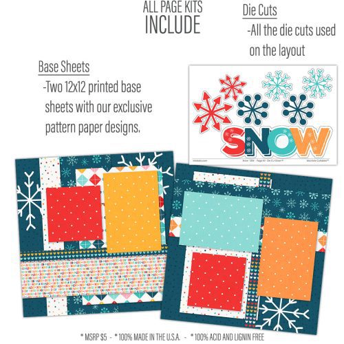 Snow 1224 12x12 scrapbook page kit includes