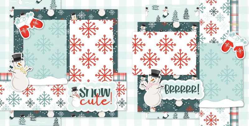 Snow Cute 0125 12x12 scrapbook page kit both pages