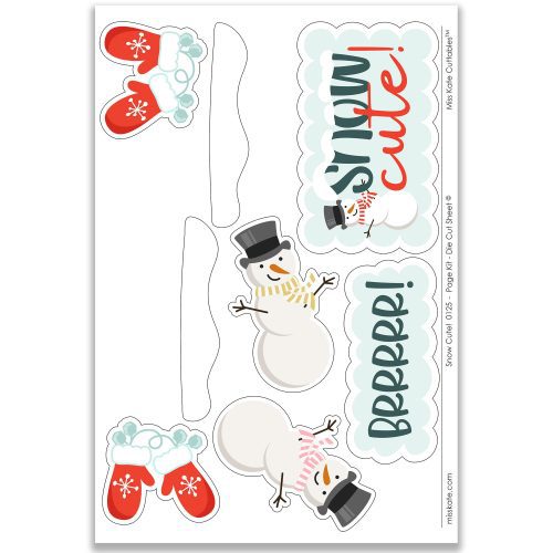 Snow Cute 0125 12x12 scrapbook page kit die cuts ephemera sheet