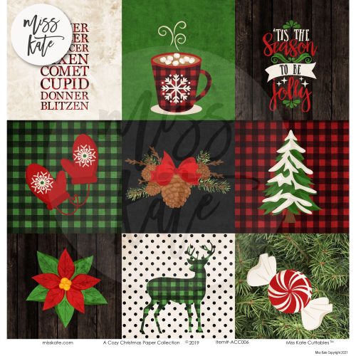 a cozy christmas paper sticker die cut kit 12x12 ds 311