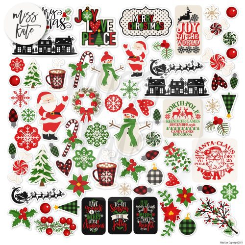 a cozy christmas paper sticker die cut kit 12x12 ds 736