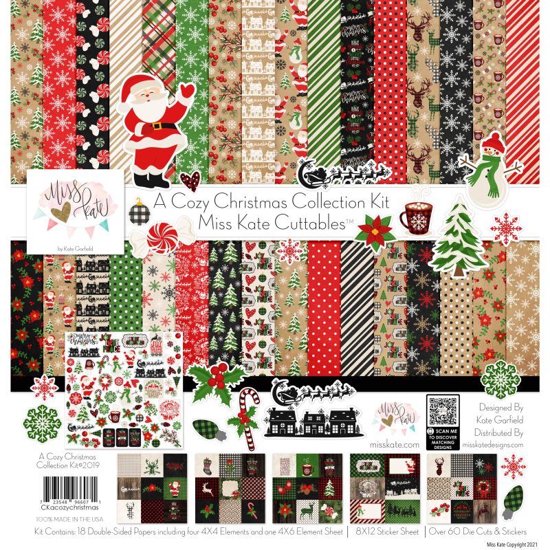 a cozy christmas paper sticker die cut kit 12x12 ds 962