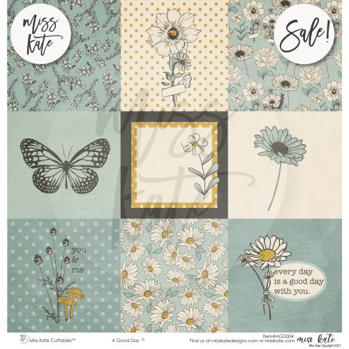 a good day blue paper sticker kit 12x12 ds 460