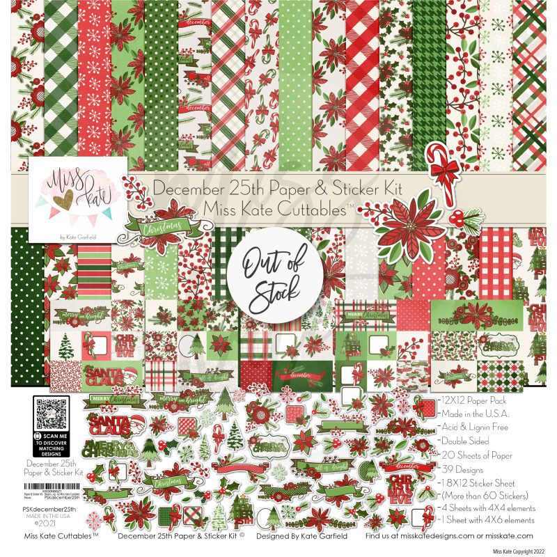 bargain bin december 25th paper sticker kit 12x12 ds 958