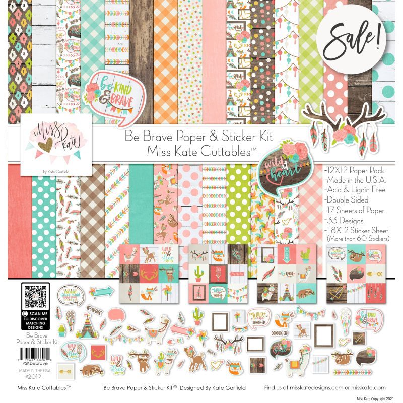 be brave paper sticker kit 12x12 ds 949