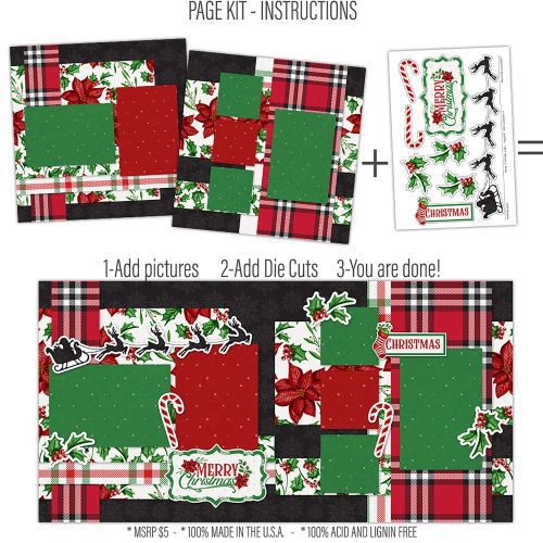 merry christmas 12x12 scrapbook page kit instructions