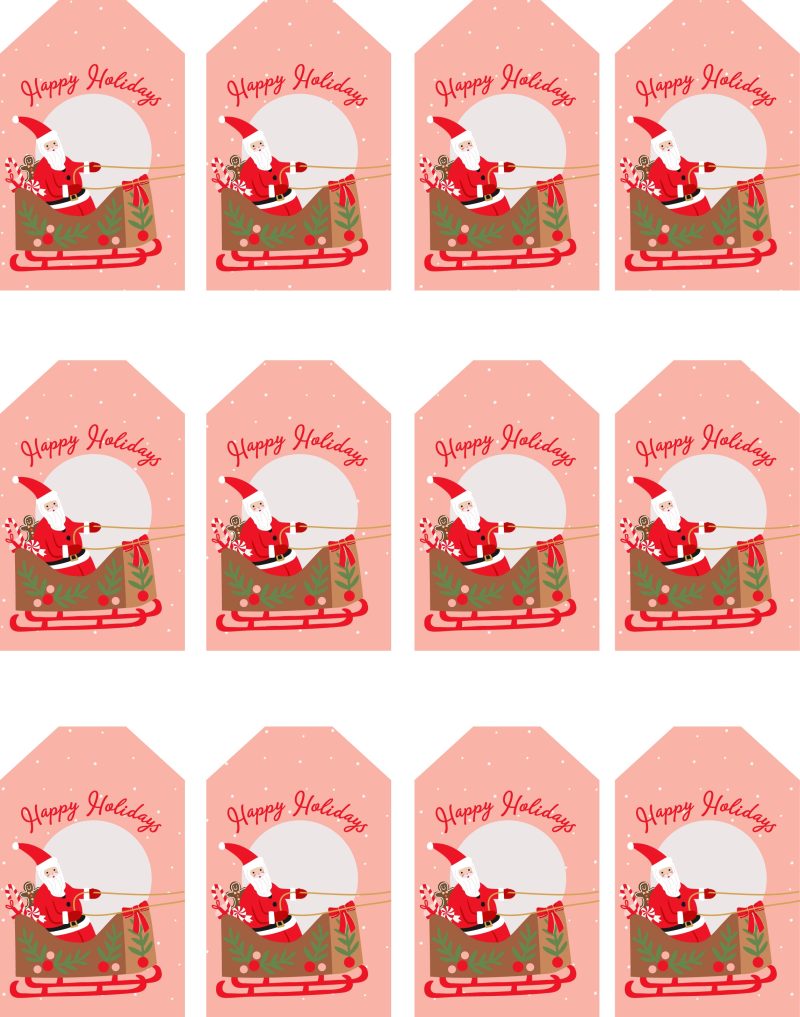 pinksantainsleighgifttags