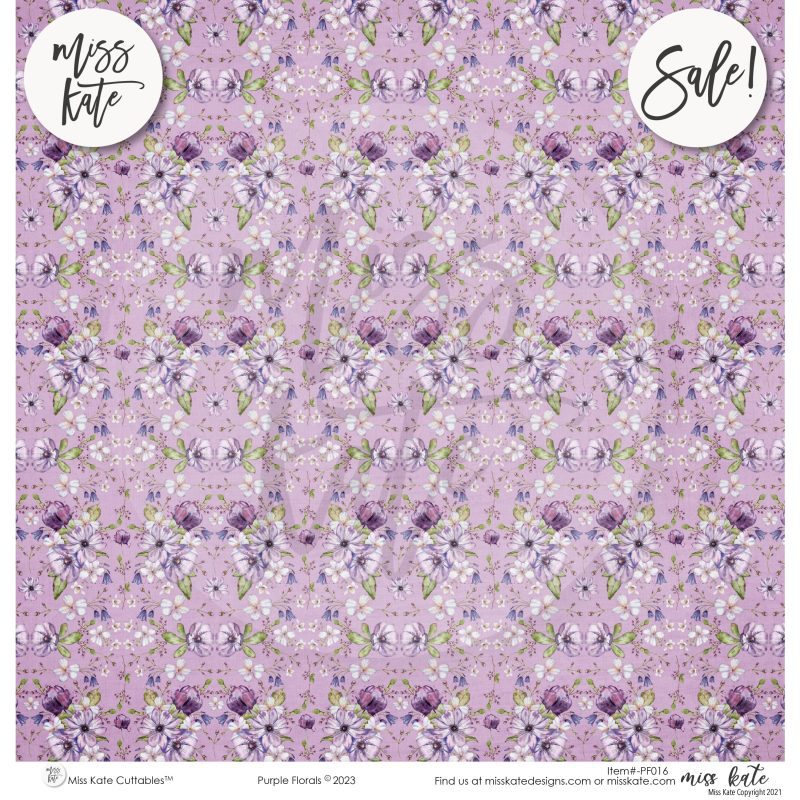 purple florals paper pack single sided 12x12 ss 226