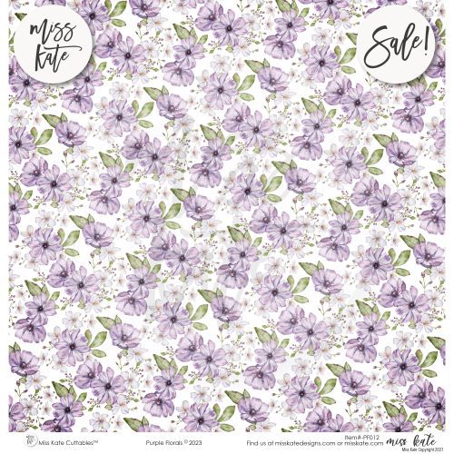 purple florals paper pack single sided 12x12 ss 327