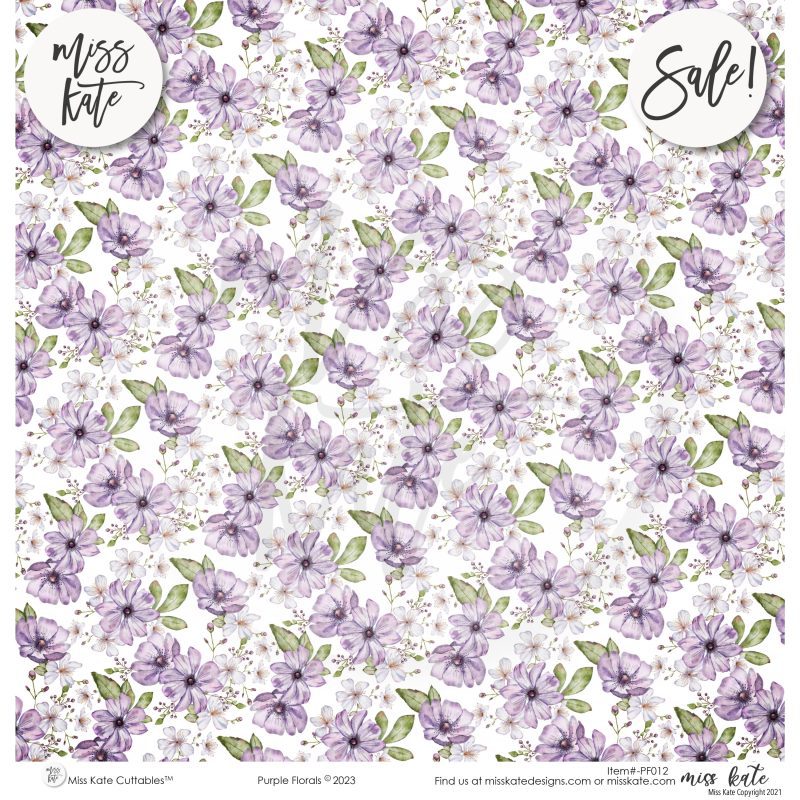 purple florals paper pack single sided 12x12 ss 327