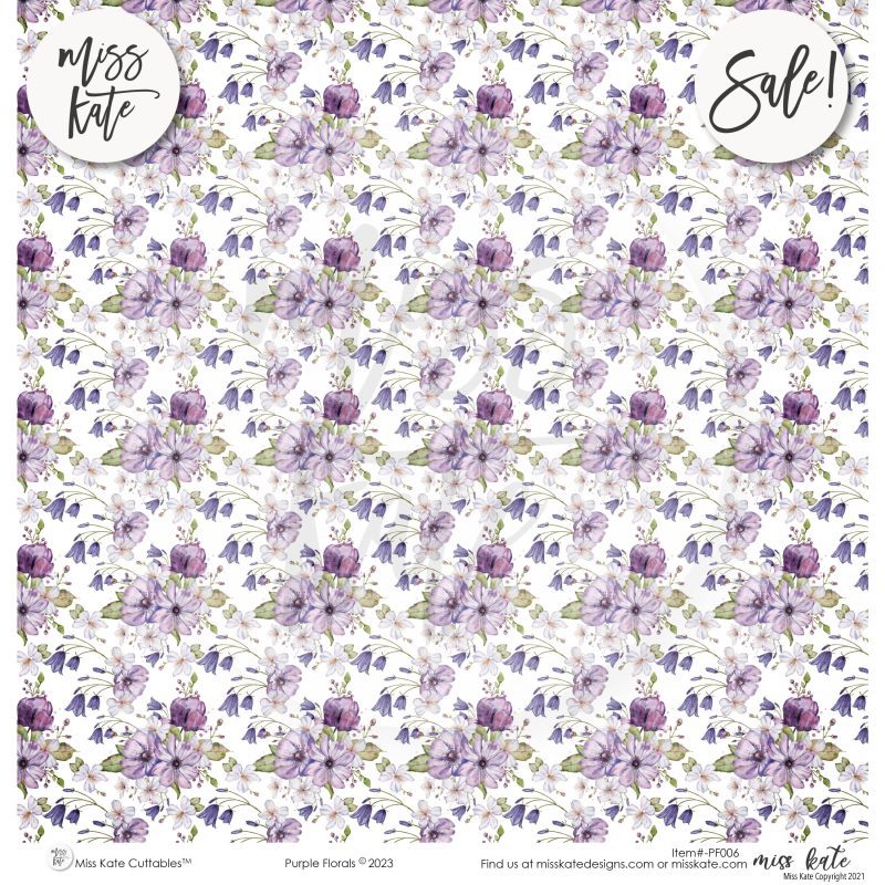 purple florals paper pack single sided 12x12 ss 350