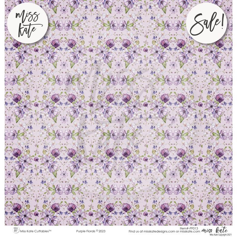 purple florals paper pack single sided 12x12 ss 442