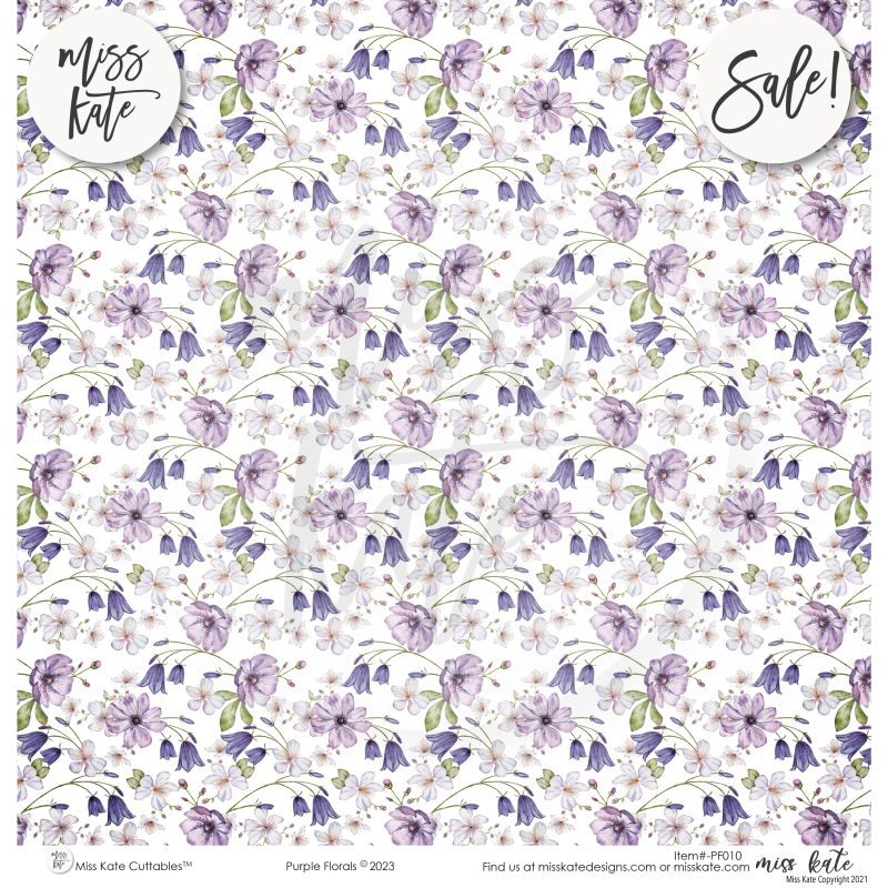 purple florals paper pack single sided 12x12 ss 524