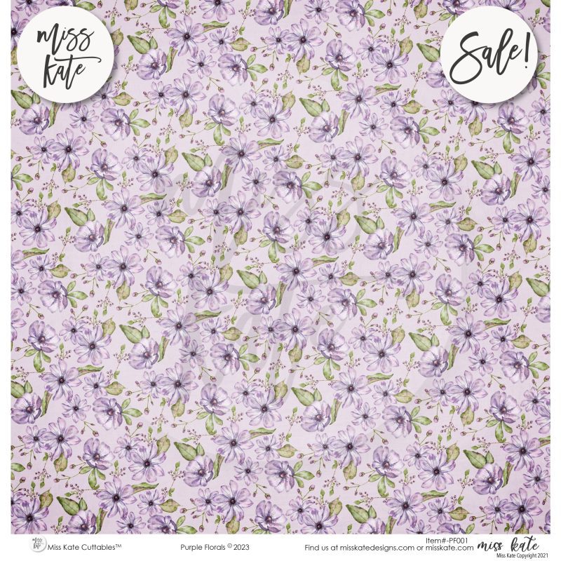 purple florals paper pack single sided 12x12 ss 539