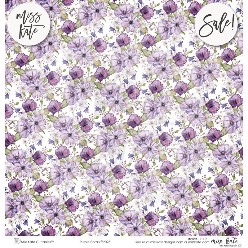 purple florals paper pack single sided 12x12 ss 564