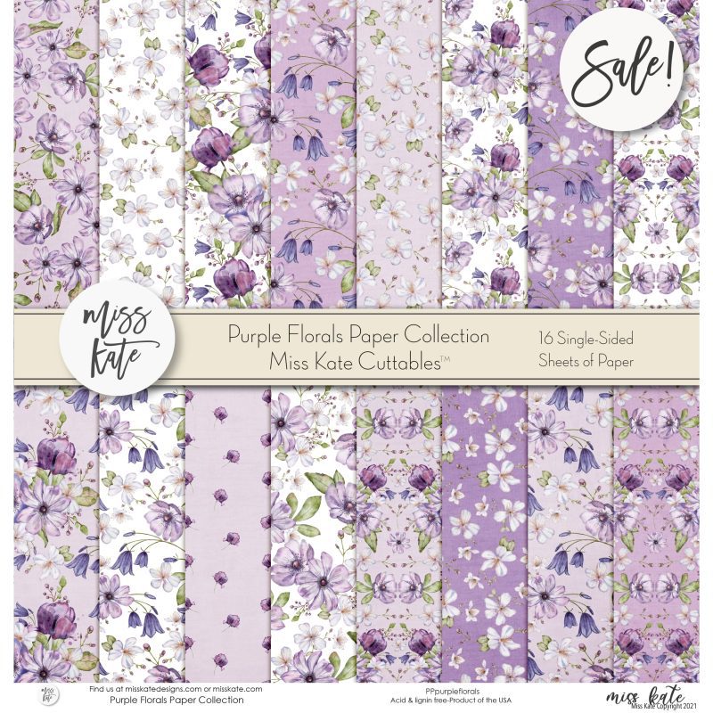 purple florals paper pack single sided 12x12 ss 849