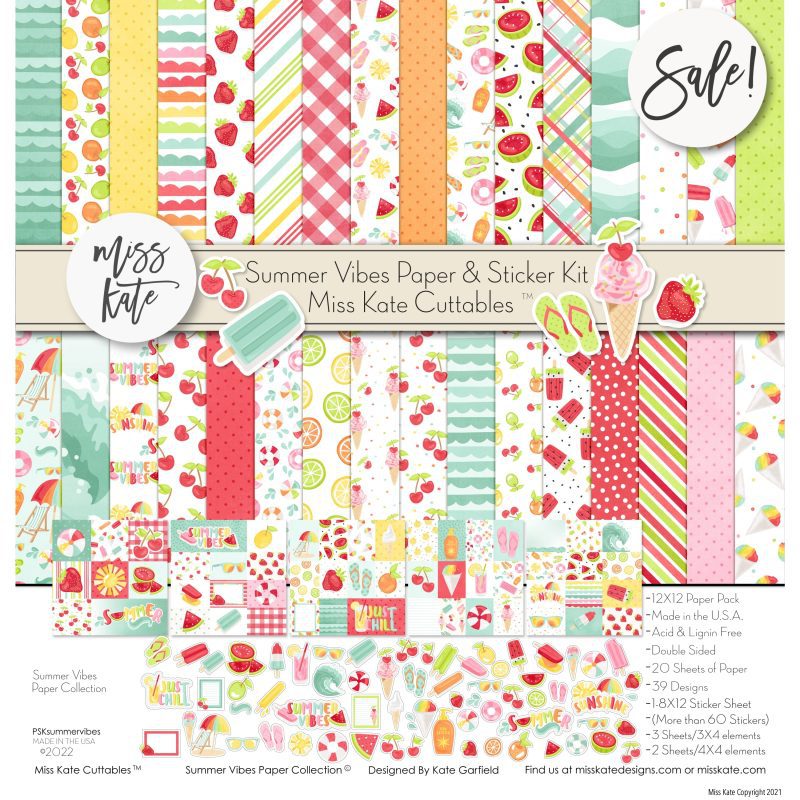 summer vibes paper sticker kit 12x12 ds 575