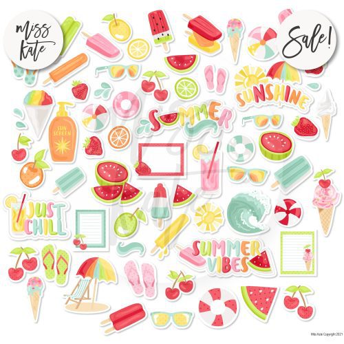 summer vibes paper sticker kit 12x12 ds 606