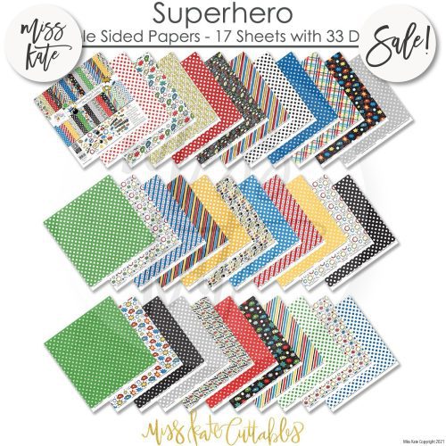 superhero paper sticker kit 12x12 ds 297