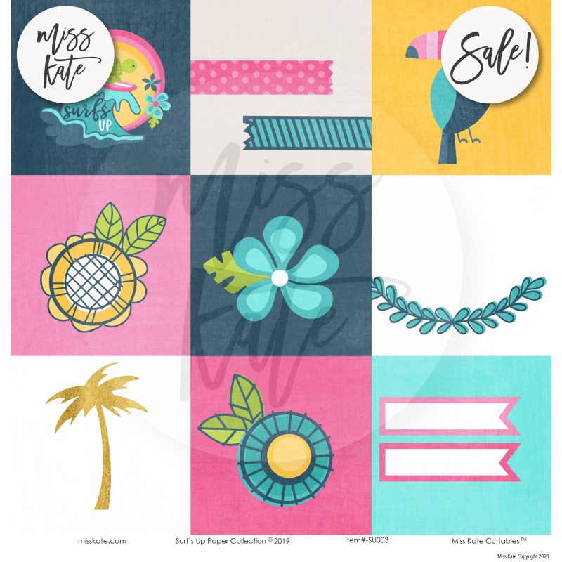 surfs up paper sticker kit 12x12 ds 129