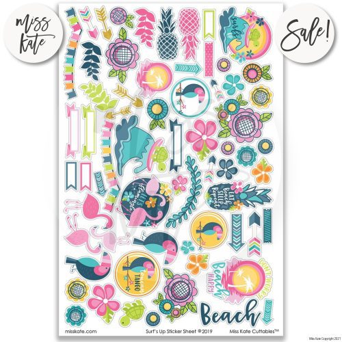 surfs up paper sticker kit 12x12 ds 196