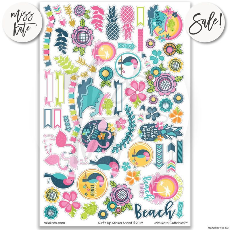 surfs up paper sticker kit 12x12 ds 196