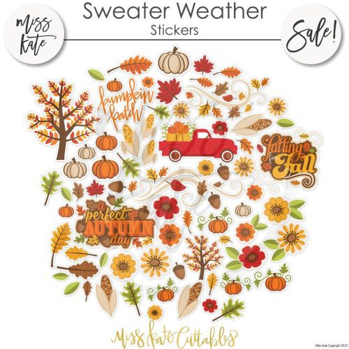 sweater weather paper sticker kit 12x12 ds 468