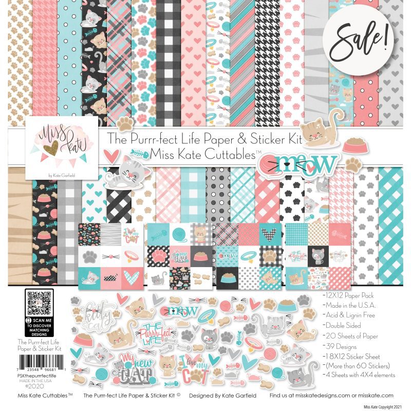 the purrrfect life paper sticker kit 12x12 ds 380