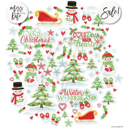 white christmas paper sticker kit 12x12 ds 486