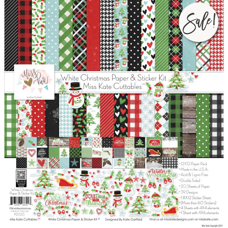 white christmas paper sticker kit 12x12 ds 501